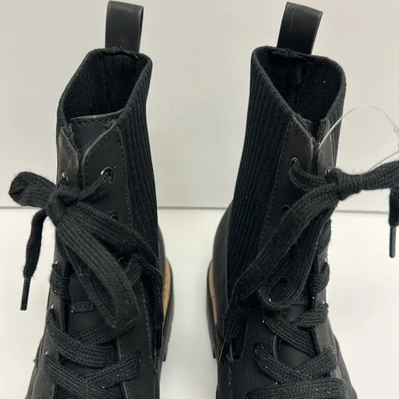 Tom's NEW Ionie Lace-Up Lug Sole Combat Boots Booties Zipper Black Size 12 - Picture 7 of 12